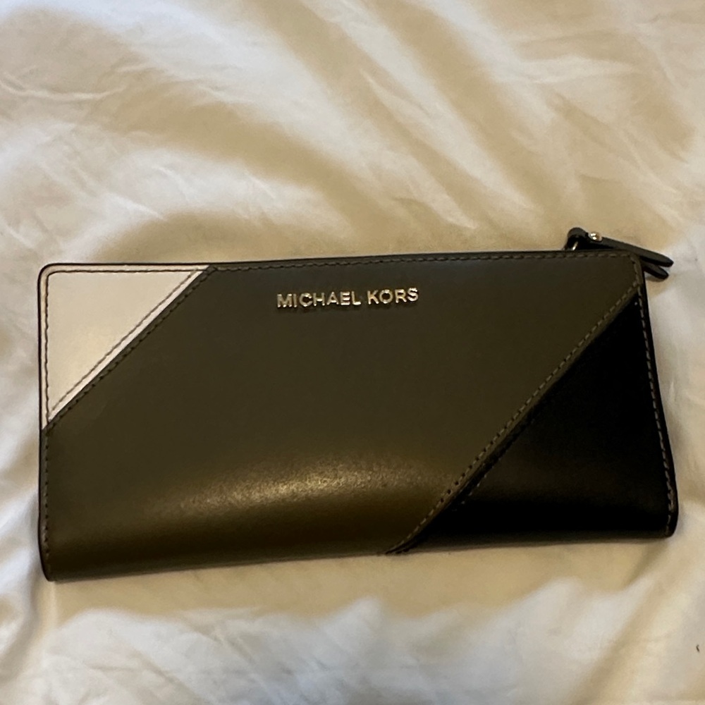 Michael Kors Olive, Black, and White Wallet